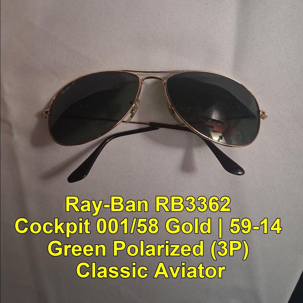 Vintage Ray-ban Aviator Sunglasses: Gold Frame, Green  display picture 1