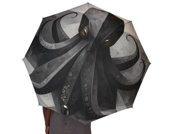 Octopus Umbrella | Gothic Rain Gear | Cthulhu-Inspired Gift | Dark Sea Art Accessory