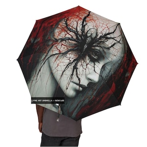Goth Umbrella| Halloween Gift | Surreal Fantasy Umbrella | Bold Art Rain Gear