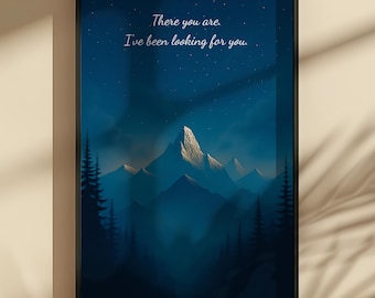 ACOTAR Inspired Poster: Night Sky Mountain Print - Fantasy Book Lover Gift