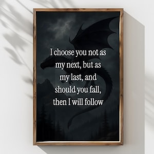 Vierter Flügel inspiriertes Drachenzitat Poster: Fantasy Booktok Wandkunst