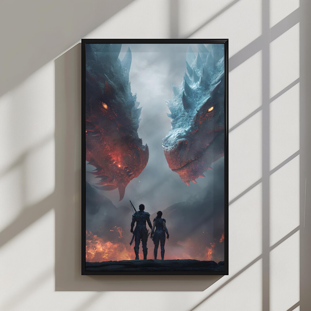 Dragon Rider Battle Print: Dark Fantasy Art Poster - Etsy