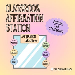 Pastel Rainbow Affirmation Station | Classroom Mirror Decor