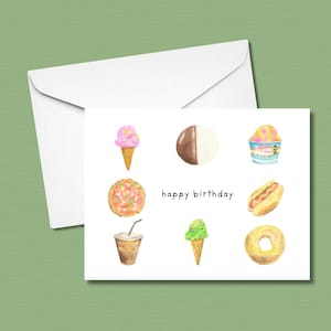 Aquarelle de carte d&#39;anniversaire de nourriture de NYC