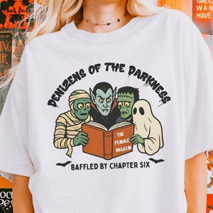 Denizens of the Darkness Book Club, Retro Halloween Shirt, 90s Vintage Monster Tee, Inappropriate Humor, Adulting Shirt, Spooky Adult Humor