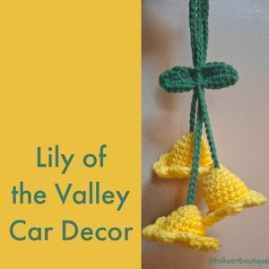 Crochet Lily of the Valley mirror hanging accessories, car decor, rearview mirror, crochet flower