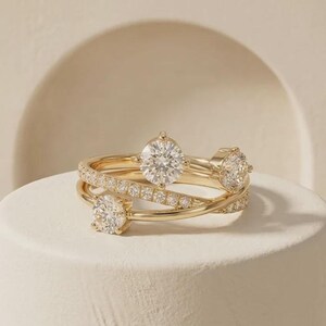 Statement Ring, 0.53ctw Lab-Grown Diamond Crossover Band, 18K Yellow Gold