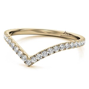 V-Shape diamond Stackable Band Dainty Stacking band Gift for her Anniversary gift diamond gold ring gift for mom best stacking diamond ring