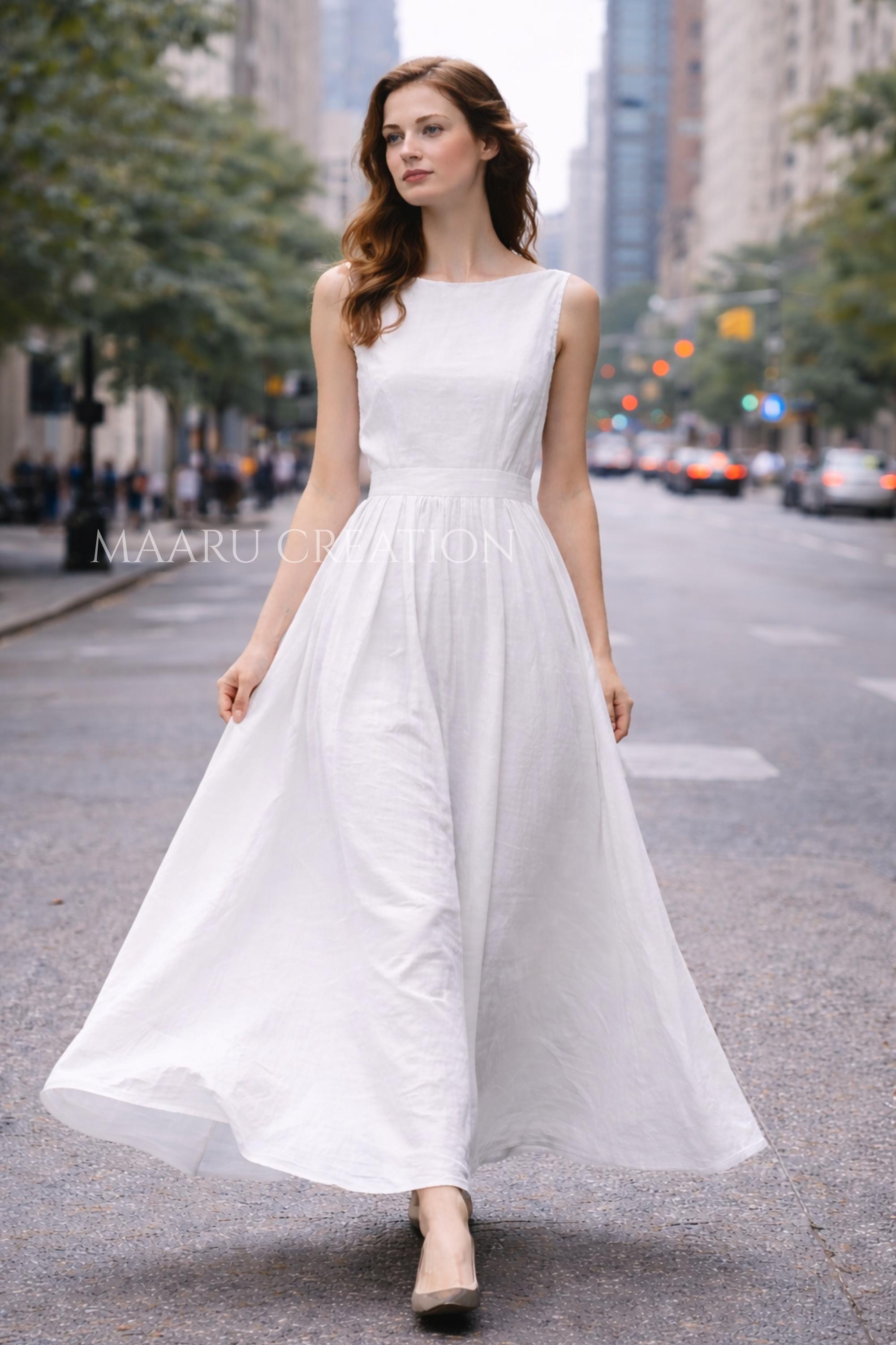 White Linen Maxi Dress