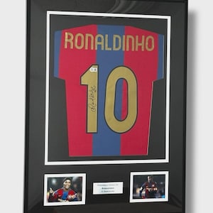 Ronaldinho Signed And Framed Fc Barcelona Shirt Jersey BECKETT COA