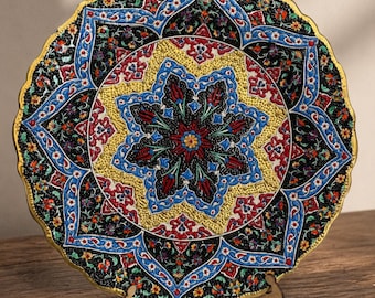 Türkischer Dekoteller, 30 cm, handbemalter Wandteller, Keramikteller im osmanischen Stil, türkische Kunst, Wohndekoration, 11,8 Zoll