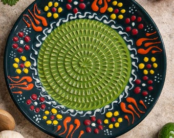 Keramik Reibe Keramik Teller, Handbemalte Gemüse Reibe, Dekorative Keramik Schale, Küche Prep Teller, Einzigartiges Geschenk