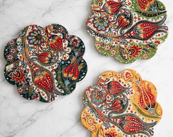 Hot Pot Trivet, Turkish Tile Trivet, Heat Resistant Pot Trivet, Hand Painted Ceramic Pad, Colorful Turkish Ceramic Trivet, Boho Kitchen