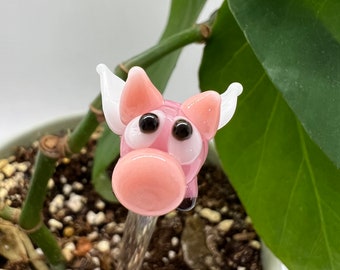 Flying Pig Plant Stake- Houseplant Stick- Garden Stakes- House Plant Markers- Plant Decor- Glass