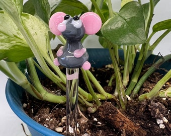 Maus Pflanzenstecker - Zimmerpflanzenstab - Gartenstecker - Zimmerpflanzenmarkierer - Pflanzendekor - Glas