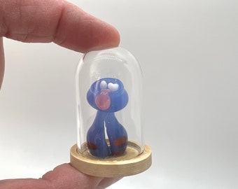 Blue and Pink Glass Miniature Monster Figurine- Tiny - Mini Glass Creature- Free Gift Box- Sci Fi Animal- Cute Little Critter