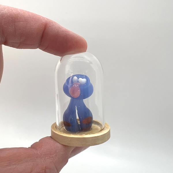 Blue and Pink Glass Miniature Monster Figurine- Tiny - Mini Glass Creature- Free Gift Box- Sci Fi Animal- Cute Little Critter