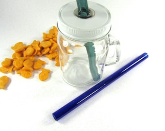 Tiny Handle Mason Jar To Go Cup with Glass Straw- 4 oz