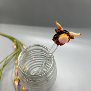 Highland Cow Honey Dabber Stick with Honey Jar- Gift Wrapped- Handmade Glass Dabber
