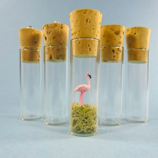 Small Glass Vials with Cork- Repurposed Lab Glass- Single or Wholesale
