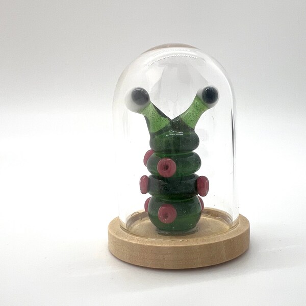 Green and Pink Glass Miniature Monster Figurine- Tiny - Mini Glass Creature- Free Gift Box- Sci Fi Animal- Cute Little Critter