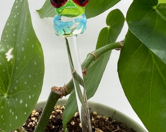 Tree Frog Plant Stake- Houseplant Stick- Garden Stakes- House Plant Markers- Plant Decor- Glass