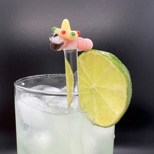 Tequila Worm Glass Stir Stick