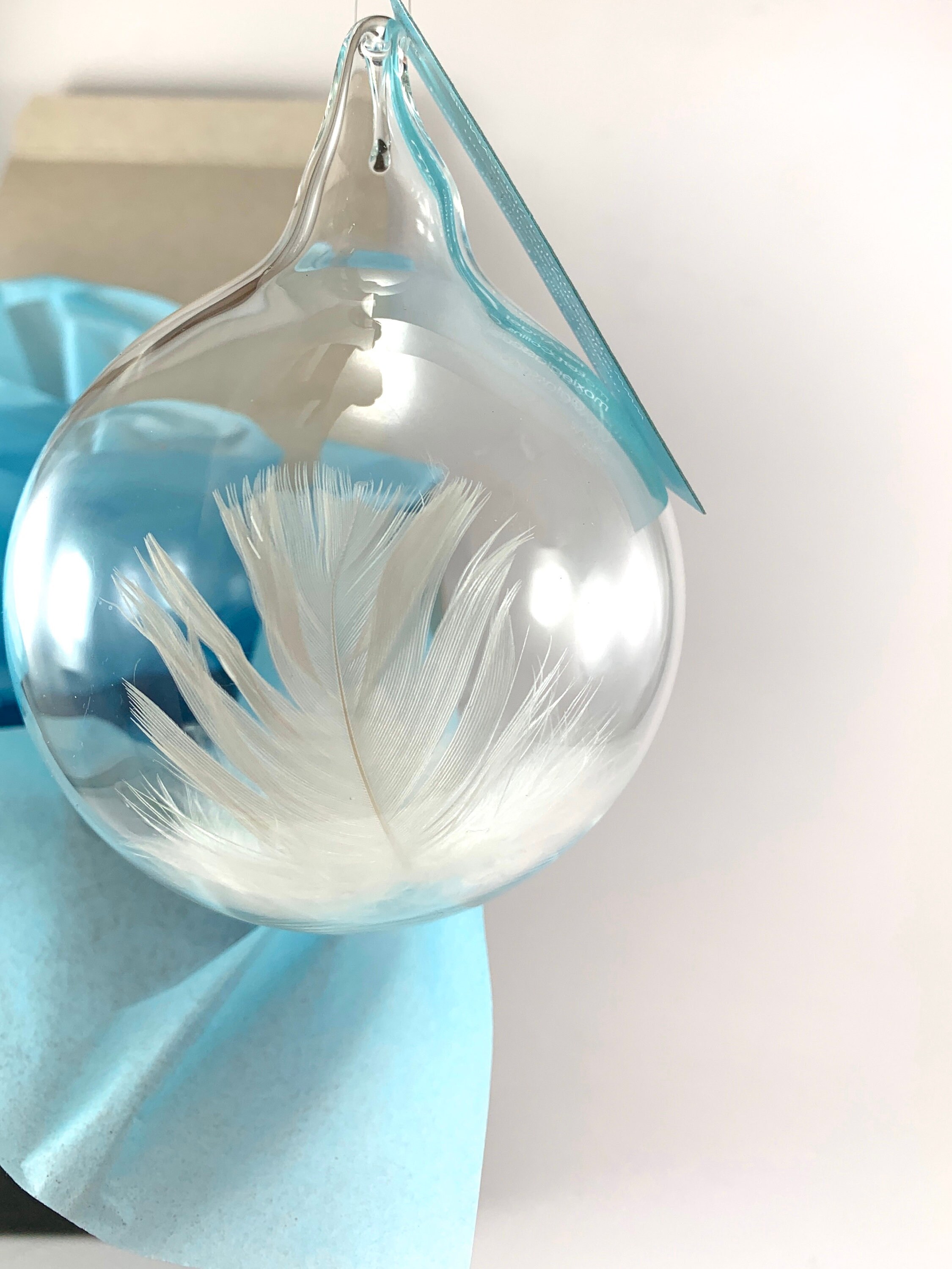 Handblown Glass Angel Feather Ornament 4 Inch Sympathy Gift Etsy