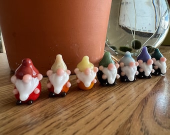 Tiny Glass Gnome Figurine- Choose from a Rainbow of Colors