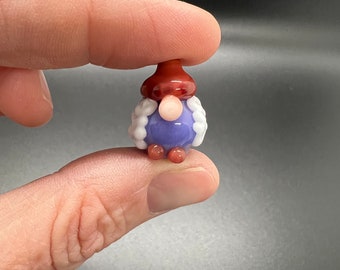 Tiny Glass Girl Gnome Figurine- Purple