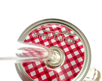 Red Checked Gingham Two Piece Jar To Go Cup Lid- Regular Mouth Jar- Mason Jar To Go Cup Lid- FREE Glass Straw- FREE Cleaning Brush