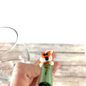 Tiny Fox On A Green Bent 9 inch Glass Straw- Free Cleaning Brush and Free Gift Wrap