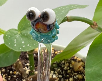 Rainbow Frog Plant Stake- Houseplant Stick- Garden Stakes- House Plant Markers- Plant Decor- Glass