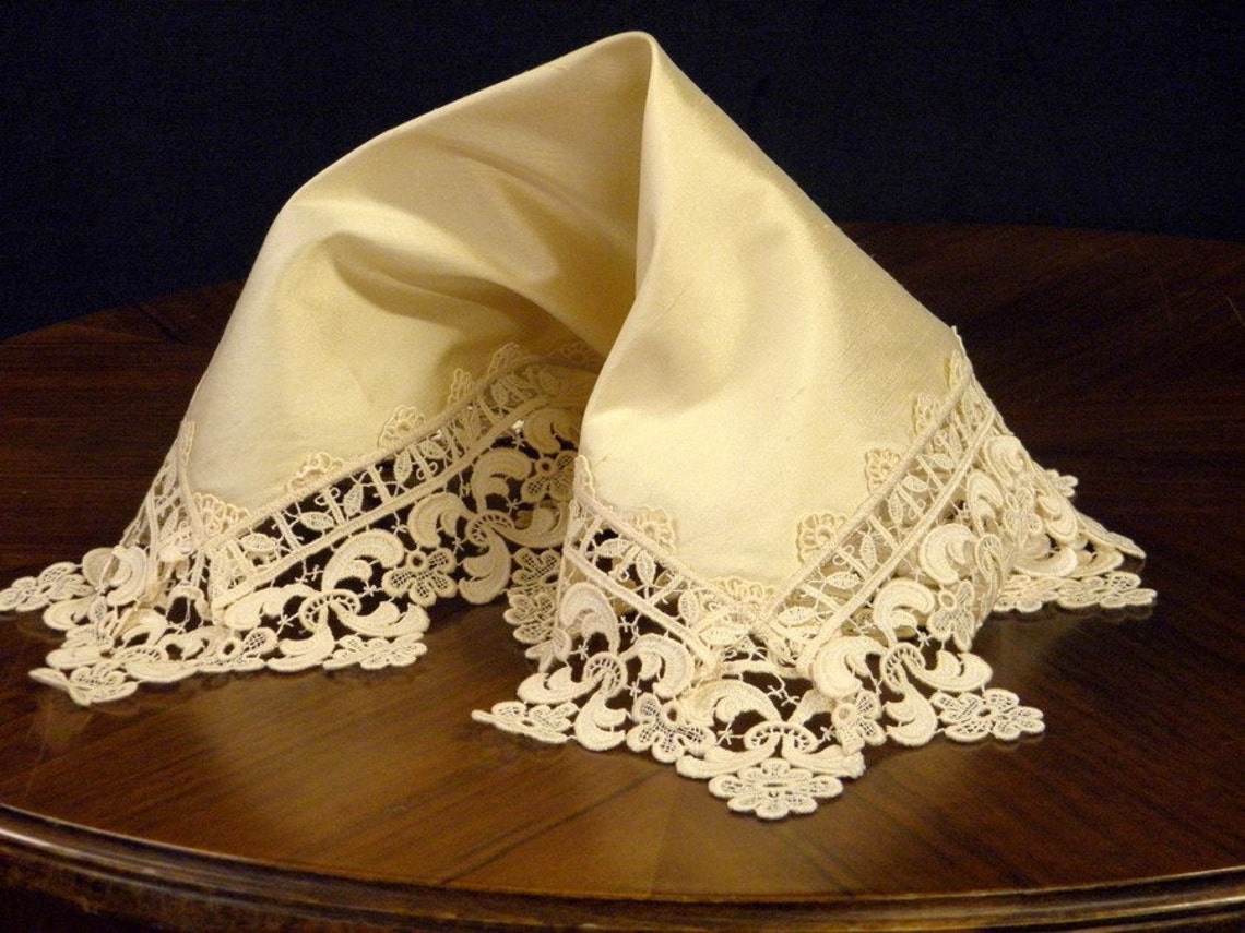 Napkin Handkerchief Silk with lace RM03 Etsy
