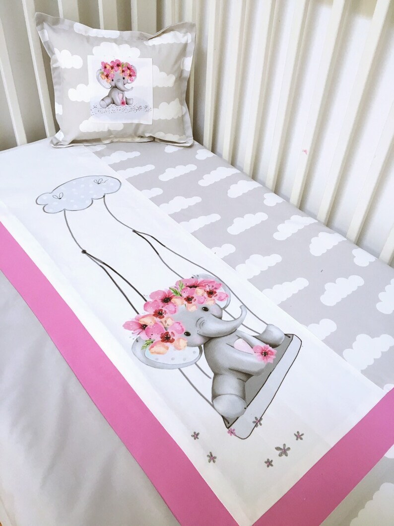 Girl Crib Bedding Crib Bedding Girl Bedding Elephant Etsy