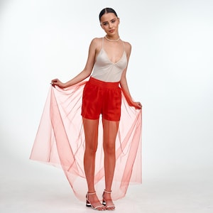 Sheer tulle skirt, See through skirt, Transparent skirt, Festival skirt maxi, Photoshoot skirt, Red tulle skirt, Tulle skirt plus size
