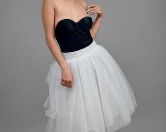 Custom length tulle skirt, Tulle skirts adult, Short bridal skirt, Tulle skirt plus size, Tutu skirt for women, White tulle skirt