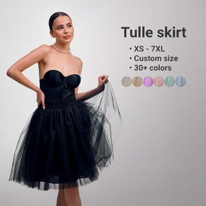 Kurzer Tüllrock, Geschichteter Tüllrock, Tutu Rock für Frauen, Puffiger Rock Frauen, Gothic Tüllrock, Schwarzer Tüllrock Frauen Übergröße