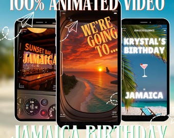 Jamaica Girls Trip Invite | Animated Video Reveal Invitation | Birthday or Bachelorette Getaway (Digital Download)