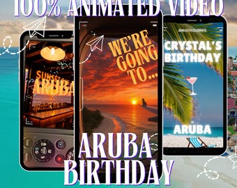 Aruba Girls Trip Invite | Animated Video Reveal Invitation | Birthday or Bachelorette Getaway (Digital Download)