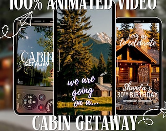 Cabin Girls Trip Invite | Animated Video Reveal Invitation | Birthday or Bachelorette Getaway (Digital Download)