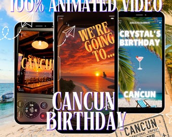 Cancun Girls Trip Invite | Animated Video Reveal Invitation | Birthday or Bachelorette Getaway (Digital Download)