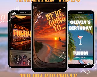 Tulum Girls Trip Invite | Animated Video Reveal Invitation | Birthday or Bachelorette Getaway (Digital Download)