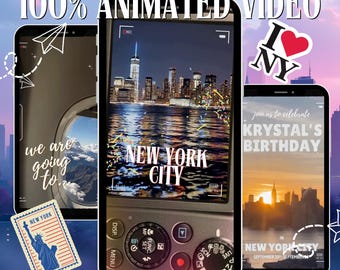 New York City Girls Trip Invite | Animated Video Reveal Invitation | Birthday or Bachelorette Getaway (Digital Download)