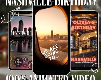 Nashville Girls Trip Invite | Animated Video Reveal Invitation | Birthday or Bachelorette Getaway (Digital Download)