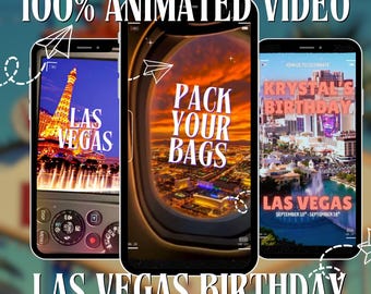 Las Vegas  Girls Trip Invite | Animated Video Reveal Invitation | Birthday or Bachelorette Getaway (Digital Download)