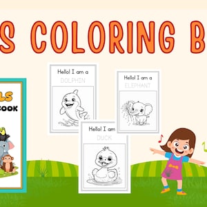 Kids Animal Coloring Book | Printable Cute Animal Coloring Pages | Digital Download | Fun Learning Activity for Children