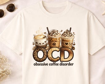 Obsessive Coffee Disorder coffee cups donut latte art T-shirt | Caffeine Tee
