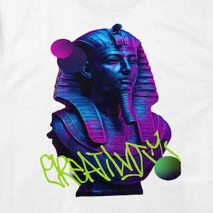 King Tut Synthwave PNG, Neon Graffiti Art, Urban Apparel DTF Print (Digital Download)
