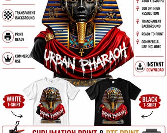 Urban Pharaoh Egyptian PNG: Black Obsidian Statue Graphic (Digital Download)